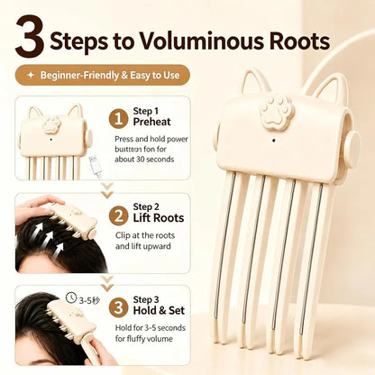 💇 Wireless Hot Curler for Adding Volume to Hair Roots. Portable Styling Tool for Travel, Ideal for Fine and Straight Hair