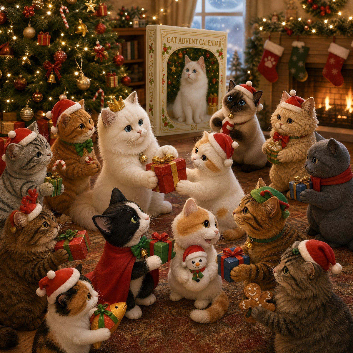 24 Festive Cat Figures for the Christmas Countdown
