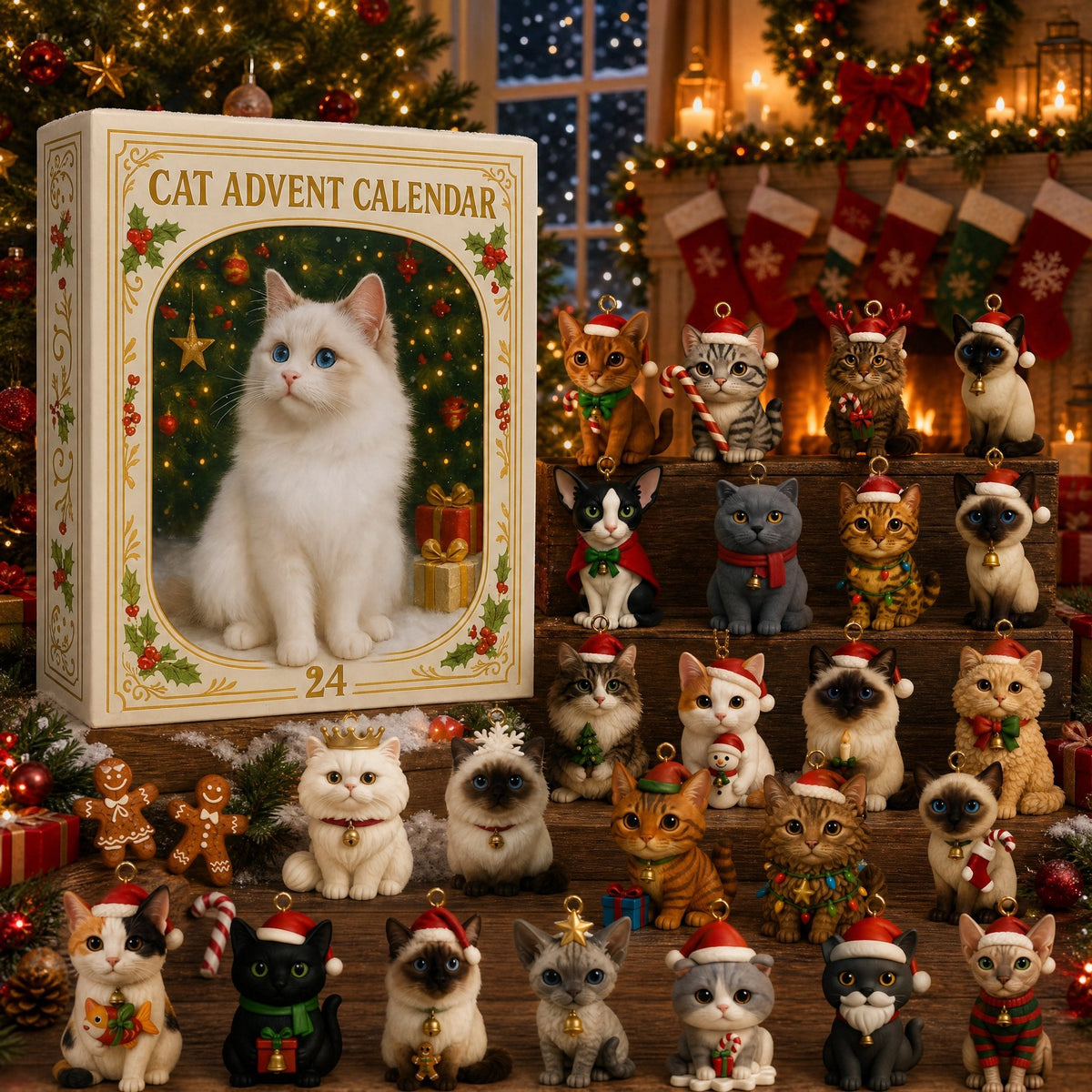 24 Festive Cat Figures for the Christmas Countdown